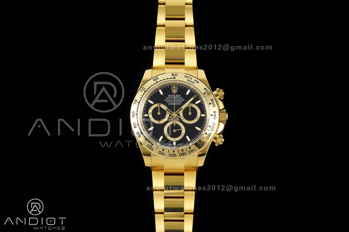 Daytona 126508 YG UFO 1:1 Best Edition Black Dial on YG Bracelet UF4131 (Free Sprung)